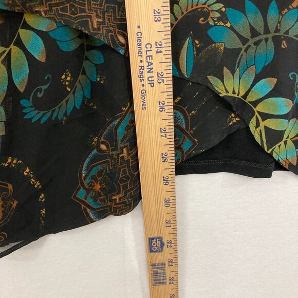 Chico's size Large/2 Black Multi Color Artsy Chiffon Layered Blouse Romantic - Picture 5 of 9